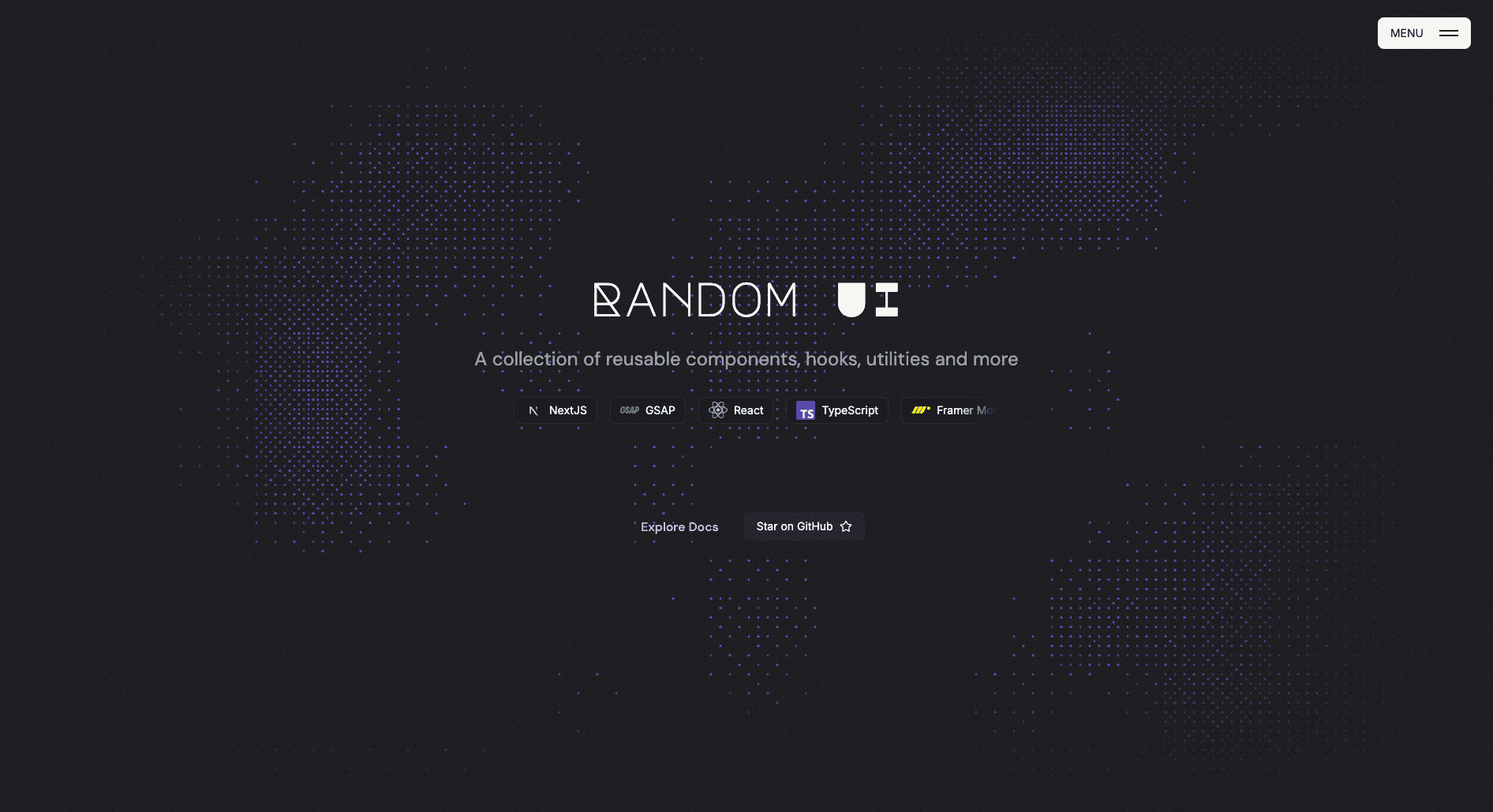 Randomui.dev homepage screenshot